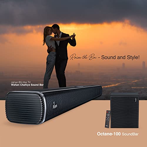 Image of FINGERS Octane-100 Multimedia Sound Bar with Powerful 100 Watts, Subwoofer, Bluetooth, USB, AUX, Optical, HD Interface (ARC), Wall Mountable & Remote Control