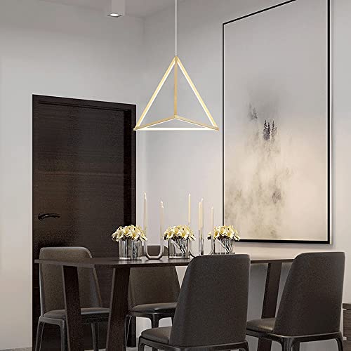 Lámpara colgante triangular LED dorada moderna de techo para mesita de noche de dormitorio 3