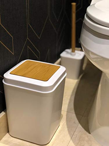 KRALIX Bathroom Set 6 Pieces Plastic Bathroom Accessories Toothbrush Holder, Rinse Cup, Soap Dish, Hand Sanitizer Bottle, Waste Bin, Toilet Brush with Holder