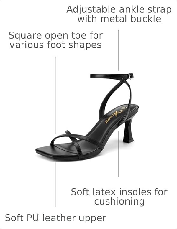 Athlefit Black Kitten Heels for Women Open Toe Strappy Dress High Heels 10 by Athlefit - Used condition - Image 3