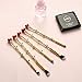 Rose Eye Makeup Brush Set - 5pcs Wand Makeup Brushes with Soft Synthetic Fiber and Metallic Handle for Eyebrow, Eyeshadow, Foundation, Blending and Lips, Great Gift for Sister Girlfriend, Gold