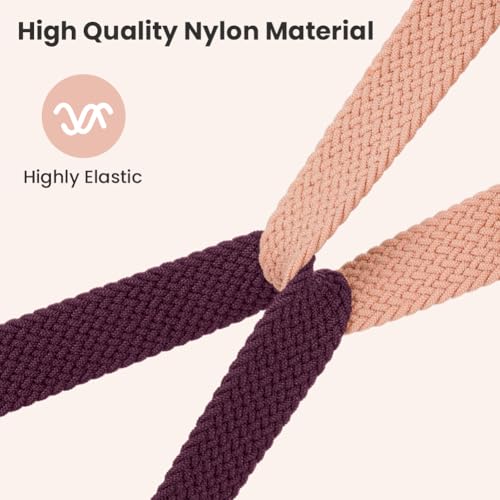 OFFCUP 3PCS Braided Stretchy Strap Compatible with Fitbit Versa 3/4/Sense/Sense 2 for Women Men Kids, Adjustable Stretchy Wristbands Nylon Sports Replacement Band - Image 4