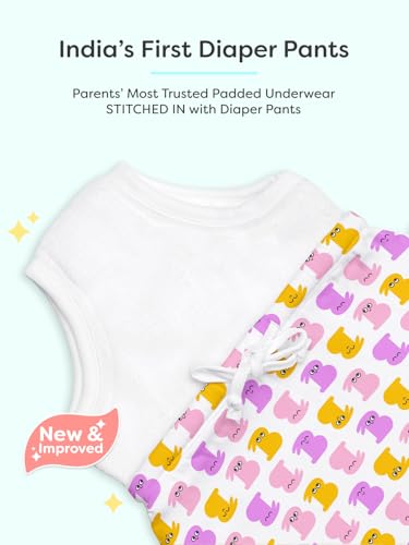 Image of superbottoms Diaper Pants | Cotton Baby Cotton Pants with Attached Padded Underwear | Ideal for Diaper-Free Time, Outings & Potty Training | Unisex | Soft Fit