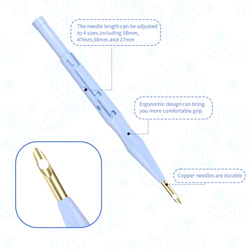 Image of 2 Pack Adjustable Felting Threader Needle Embroidery Punch Needle Pen Tool for DIY Handmade Art Crafts Embroidery Rug Stitching Applique Embellishment
