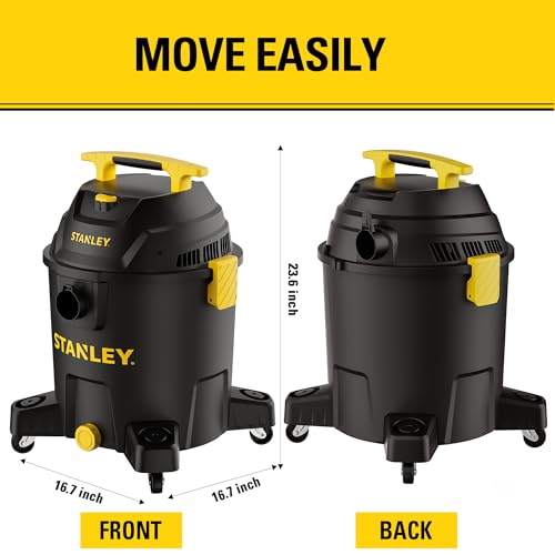 STANLEY 10 Gallon Wet Dry Vacuum, 6 Peak HP Poly Built-in Drain Shop Vac Blower with Powerful Suction, Multifunctional Shop Vacuum W/ 6 Horsepower Motor for Job Site, Garage, Basement, Van, Workshop by STANLEY - Image 3