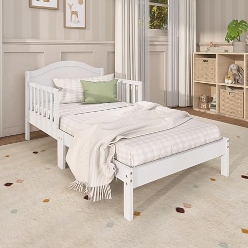 Image of Dream On Me Sydney Toddler Bed in White, Greenguard Gold Certified, BSA Certified, Low To Floor Design, Non-Toxic Finish, Safety Rails, Made Of Pinewood