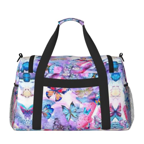 Bolsa de viaje impermeable de gran capacidad con mariposas 2