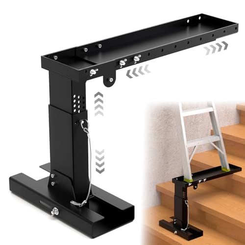 Ladder Leveler Pro for Extension Ladders and Single Ladder Leveler for Stairs Adjustable Length 20 -29.6 and Height Range 10.5 -17.7 Heavy Duty Ladders Lifter Stabilizer Platform