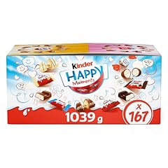 Idea Regalo - Kinder Happy Moments - 167 Cioccolatini Assortiti Kinder, Mix di Snack Dolci in Formato Mini, Ideali da Condividere a Feste e Compleanni, Maxi Confezione da 1039 gr