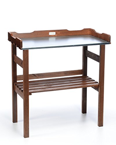 myGardenlust Pflanztisch für Garten Balkon und Terrasse - Gartentisch mit Ablage aus Kiefern-Holz - Blumentisch rechteckig - Pflanzentisch stabil und wetterfest - Dunkelbraun | 78x38 Cover