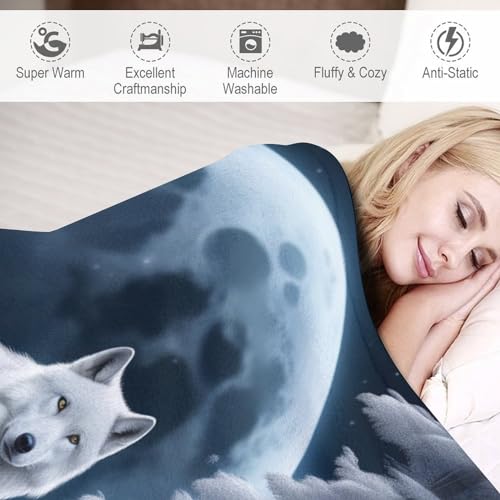 Plaid polaire loup couverture flanelle idée cadeau douce - 4