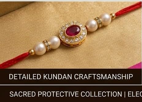 Image of Designer Set for Brother with Analog Wrist Watch, Matching, Rudraksha Evil Eye Rakhi, Roli Chawal & Gift Box | Raksha Bandhan Gift Hamper