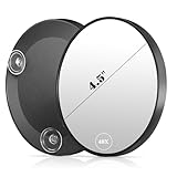 40X Magnifying Mirror, 4.5IN Round 40X Travel Magnified Mirror with 3 Suction Cups, Wall Mounted Makeup Magnifying Glass 40x High Magnification -Perfect for Handheld Detail Makeup/Shaving, Black, 1PCS