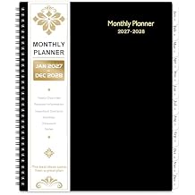 2027-2028 Monthly Planner - 2 Year Planner 2027-2028, JAN 2027 - DEC 2028, 9" x 11", 2 Year Calendar 27-28 Monthly Planner with Tabs, Pocket, Label, Contacts - Black