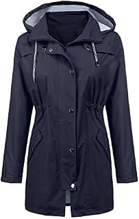 LOMON Women Raincoat Long Sleeve Lightweight Waterproof Outdoor Hooded Raincoat Active Outdoor Hooded