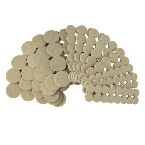 Smart Surface 8850 Heavy Duty Self Adhesive Furniture Felt Pads 3/4-Inch, 1-Inch & 1-1/2-Inch Round Oatmeal 144-Piece Value Variety Pack In Resealable Bag #TOP2