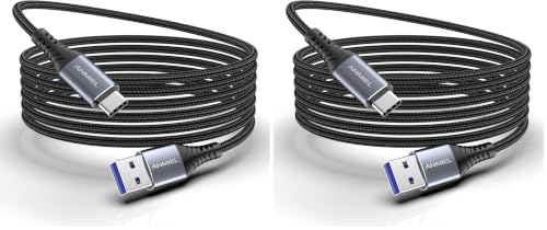 Image of ANMIEL USB C Cable Extra Long 3M, USB-C 3.0 Type-C to USB A Charging Data Cable Nylon Braided for Samsung Galaxy Ultra S20+ S10 S9 Note 10 9 Tab S4 Nintendo Switch -Space gray (Pack of 2)
