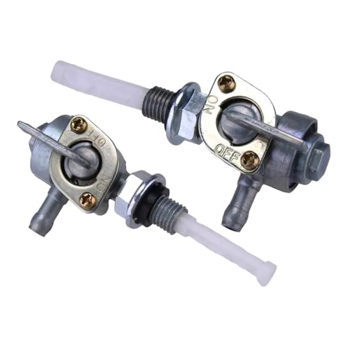 1 paio di valvole di intercettazione del serbatoio del carburante sinistro e destro, rubinetto della pompa, rubinetto di scarico, argento Rubinetto Benzina per Moto