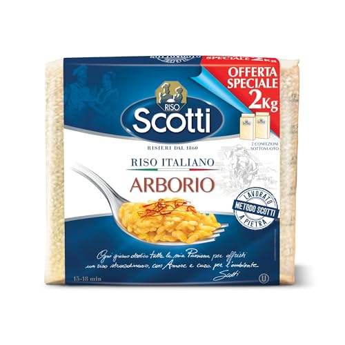 Riso Scotti Riso Arborio Italiano Sottovuoto Lavorato a Pietra 2 kg
