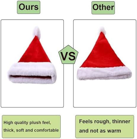 AOMAIGAD Weihnachtsmützen Set - 3 Stück, Rot Mit Plüsch, Für Erwachsene & Kinder