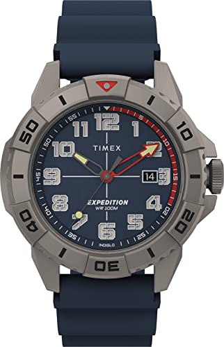 Timex Expedition North - Reloj de 42 mm para hombre, silicona azul, esfera azul, caja de titanio TW2V40800
