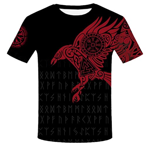 T-shirt viking 3D homme manches courtes vêtement motif tatouage mythologie