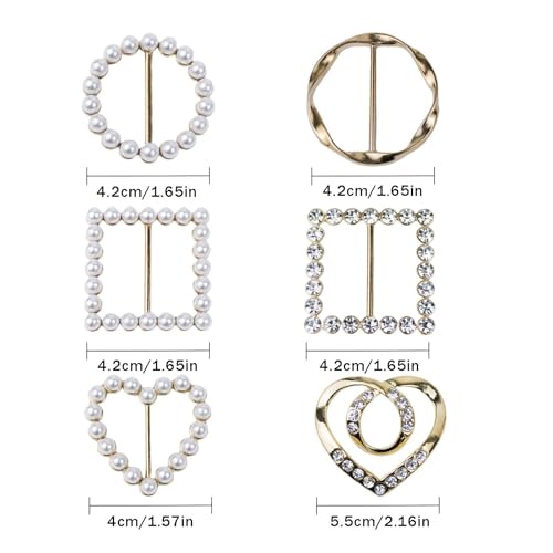 Image of 6PCS Scarf Ring Clip T-shirt Tie Clips Silk Scarf Ring for Women Clothing Shirt Waist Cincher Clips Metal Round Circle Clip Belt Buckle