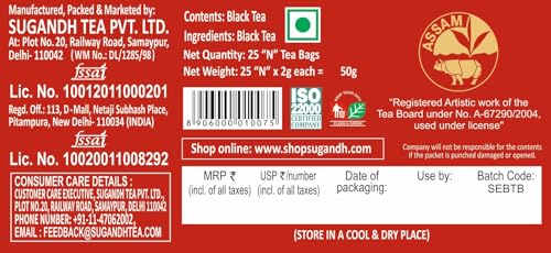 Image of Sugandh English Breakfast Assam Tea Rich and Robust Taste - 25 Tea Bags
