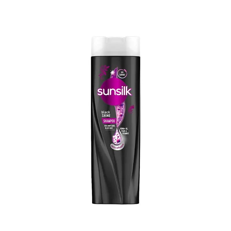 Image of Sunsilk Stunning Black Shine Shampoo with Henna Complex, Keratin, Vitamin E for Dark Hair Protection, 120 ml