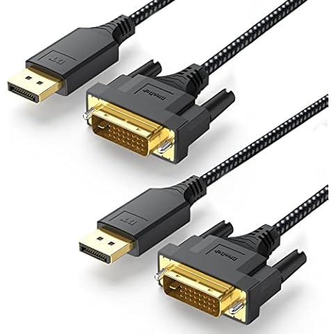 DteeDck DisplayPort to DVI Cable 6ft 2 Pack, DP Display Port to DVI D Cable Adapter Male to Male Cord for Monitor Desktop Laptop Projector HDTV Compatible with Lenovo HP ASUS Dell Cover