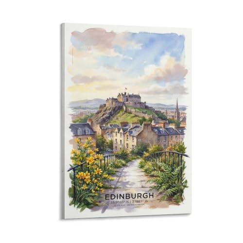 Poster d'Édimbourg vintage 30x45 cm pour décoration murale de maison