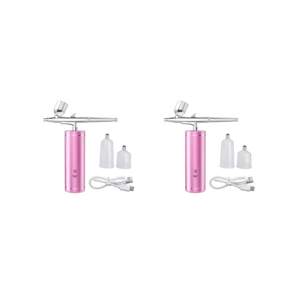 Aérographe de maquillage rose et mini compresseur nomade pour gâteaux créatifs