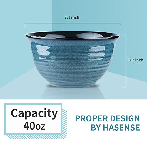 Hasense Soup Bowls For Kitchen, 40 Oz Cereal Bowl Set Of 4, Navy Serving Bowls For Salad Pasta Soup Popcorn, Dishwasher & Microwave Safe #TOP2