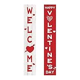 Ochine Valentine's Day Heart Banner Front Door Porch Sign Hanging Love Heart Wall Decor Party...