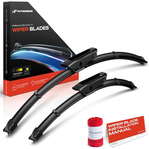 A-Premium Pack of 2 Windshield Wiper Blades with Wear Indicator & Towel - Compatible with Smart Fortwo Cabrio Passion/Pure/Prime Coupe 2016-2019 - 20' and 14', Gen2D Connector, Left and Right