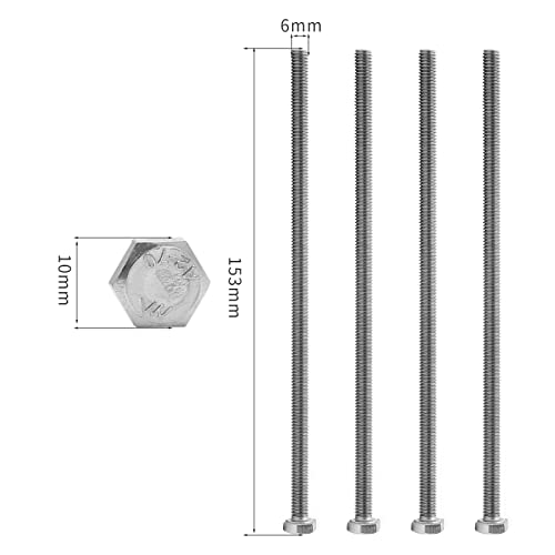 Image of 4 PCS M6 Hex Bolt, M6-1 x 150mm Hex Head Screws Bolts 304 Stainless Steel Tap Bolts (Pack of 3)
