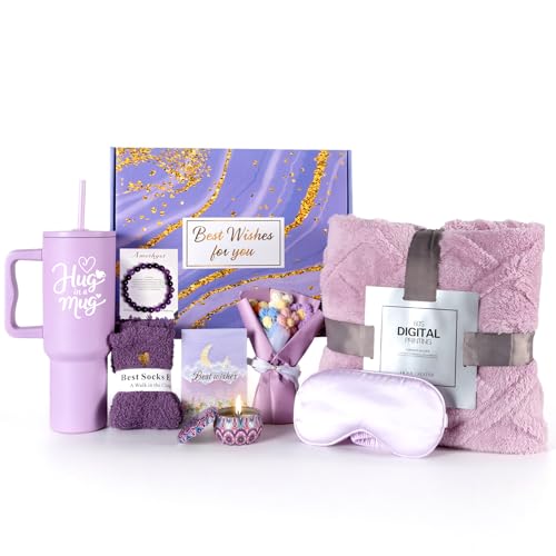 Get Well Soon Gift Basket for Women Birthday Gifts Thinking of you Self Care Box Gifts for Her, Mom, Sister, Best Friend, Girlfriend, Coworker, Wife Ink. 40 oz Tumbler Blanket Bracelet