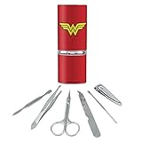 Wonder Woman Classic Logo Stainless Steel Manicure Pedicure Grooming Beauty Care Travel Kit