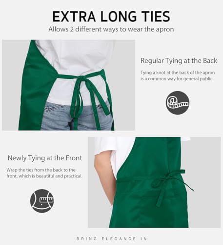 image for Syntus 2 Pack Adjustable Apron Waterdrop Resistant with 2 Pockets Cook