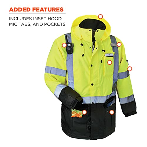 High Visibility Reflective Winter Safety Jacket, Insulated Parka, ANSI Compliant, Ergodyne GloWear 8384,Lime,Large - Image 5