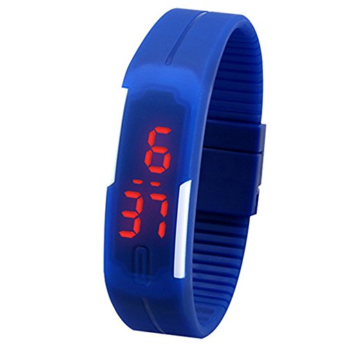 Steellwingsf Montre de sport numérique tactile en silicone pour homme et femme Rouge, noir foncé, Taille unique
