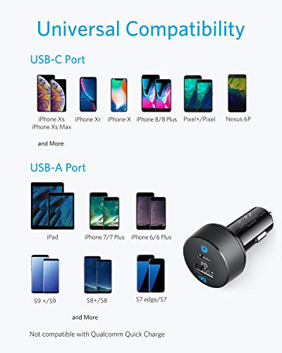 Image of USB C Car Charger, Anker 30W 2-Port Type C Fast Car Charger with 18W Power Delivery and 12W PIQ, PowerDrive PD 2 with LED for iPhone 12 /12 Pro /Mini / 11 / XS /Max /XR /X, Pixel, iPad, and More