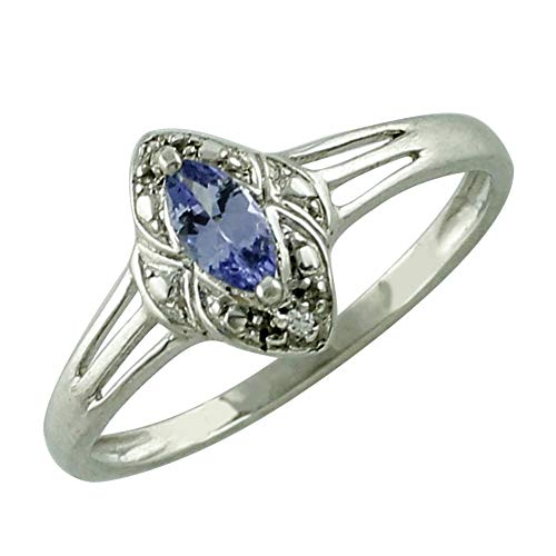 Carillon Tanzanite Marquise Shape 6x3MM Natural Non-Treated Gemstone 14K White Gold Ring Gift Jewelry for Women & Men