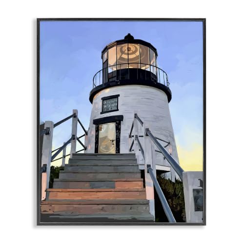 Coastal Lighthouse Beacon Nautical Coast, 11 x 14 Inch Framed Giclée Print