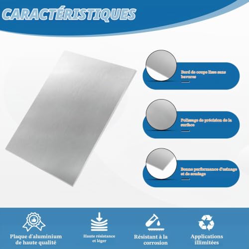 LALAGO Plaque en tôle d'aluminium de 3 mm - 400 mm x 300 mm (40cm x 30cm) - 1 Pcs – vue 4