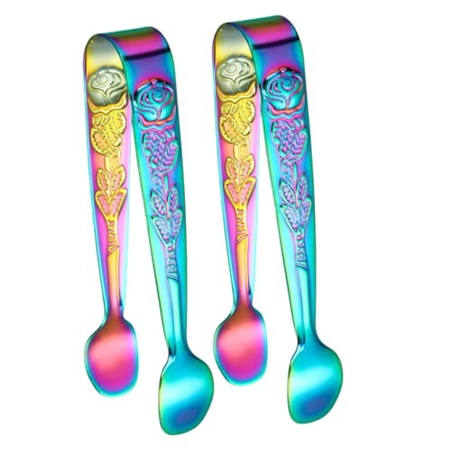 LALAFINA 2 pezzi Pinze Zucchero in Acciaio Inossidabile Pinzette Compatte per Cubetti di Ghiaccio e Cibo Utensili Buffet e Barbecue Impugnatura Confortevole e Sicura