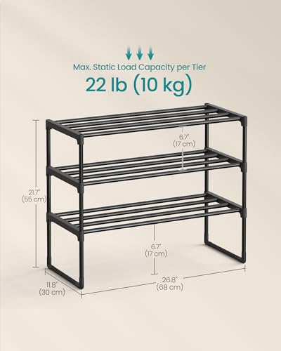 Image of SONGMICS Shoe Rack, 3-Tier Shoe Organizer, Metal Storage Shelf