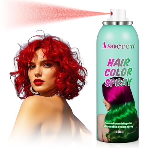 Image of Red Hair Spray,Hair Color Spray Dye,Temporary Hair Color Dye for Kids Women Men,Hairspray Color Pomades,Washable Color HairSpray for Party, Cosplay,Halloween,Christmas. (Red)