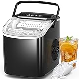 Antarctic Star Ice Makers Countertop with Auto-Cleaning, 9 Bullet Ice Cubes in 6 Mins, 26lbs/Day, Portable Ice Machine with Handle, Basket and Scoop for Home, Kitchen, Office, Party