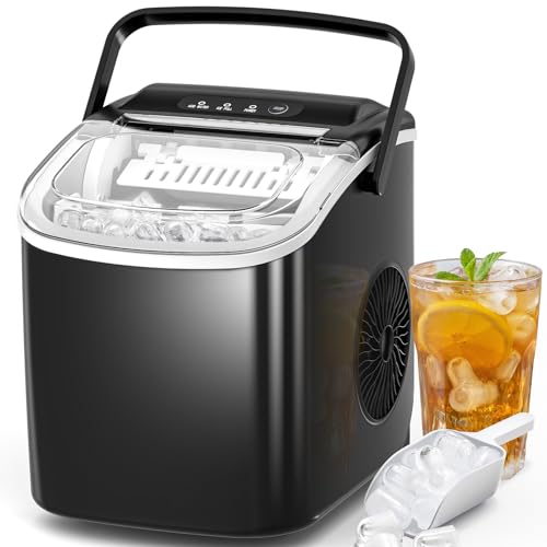 Image of Antarctic Star Ice Makers Countertop with Auto-Cleaning, 9 Bullet Ice Cubes in 6 Mins, 26lbs /Day, Portable Ice Machine with Handle, Basket and Scoop for Home, Kitchen, Office, Party